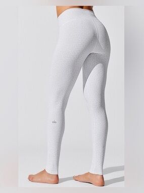 ALO Yoga White Subtle Leopard High-Rise Legging